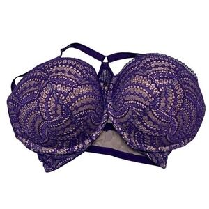 Victoria’s Secret Bra 34DD Purple Very Sexy Push-Up Underwire Front‎ Closure